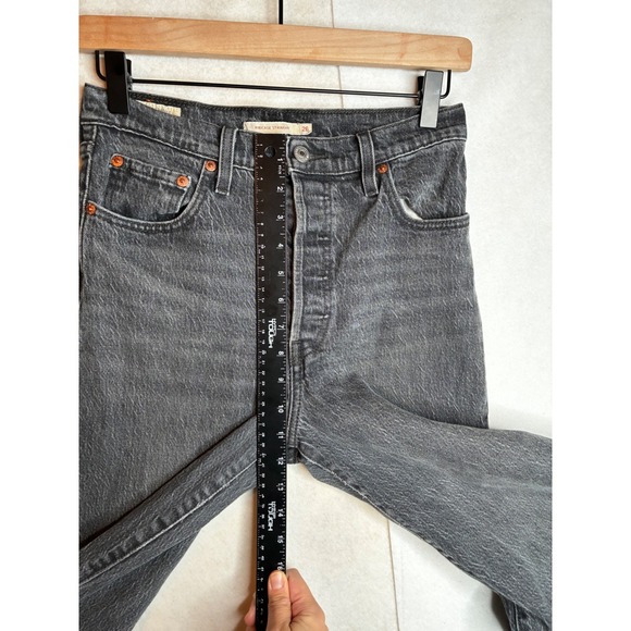 Levis Premium Ribcage Straight Jeans Washed Black High Rise Button Fly 26x30 - Picture 9 of 14